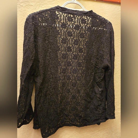 Vintage Black Lace Cardigan | Sheer Floral Lace | Romantic Y2K - Picture 8 of 8